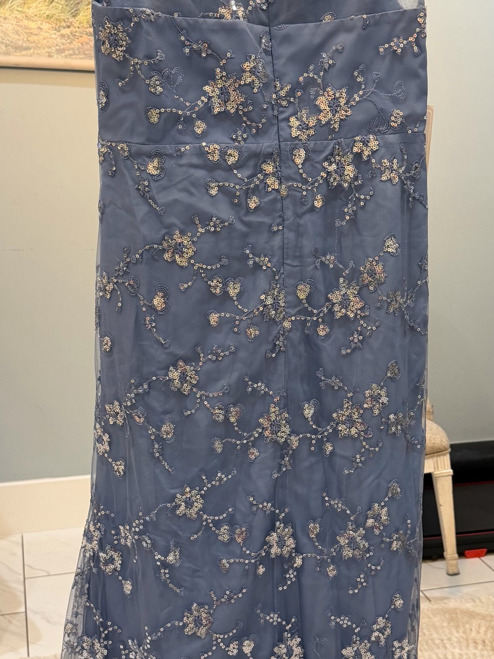 Embellished Slate Blue Evening Skirt